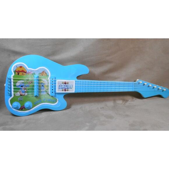 Rare Rock 'N Smurf Blue Toy Guitar Vintage 1982 Musical Instrument Restored READ - Picture 2 of 11
